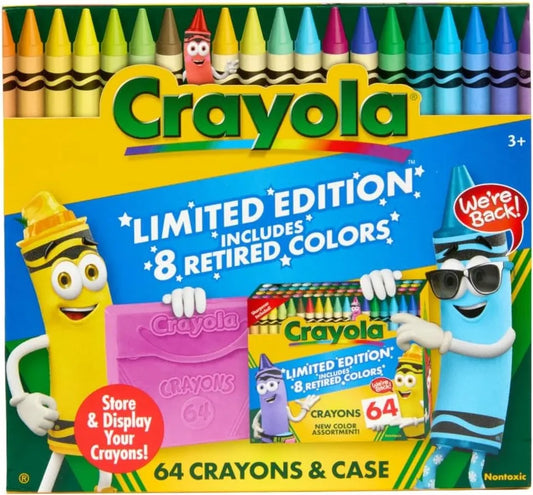 Crayola 64 Count Crayons, with Limited Edition Colors & Plastic Case, Coloring Set, Gift for Kids Ages 3 & Up (Assorted)