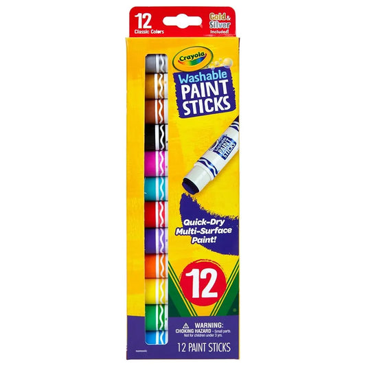 Crayola – Washable Paint Sticks | Quick Dry, Multi Surface Paint, Pack of 12 | Classic Colors, 4+ Yrs