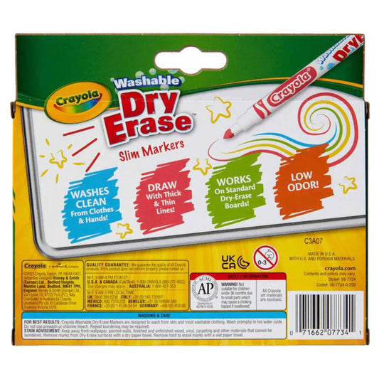 10 Ct Slim Dry-Erase Markers, Washable