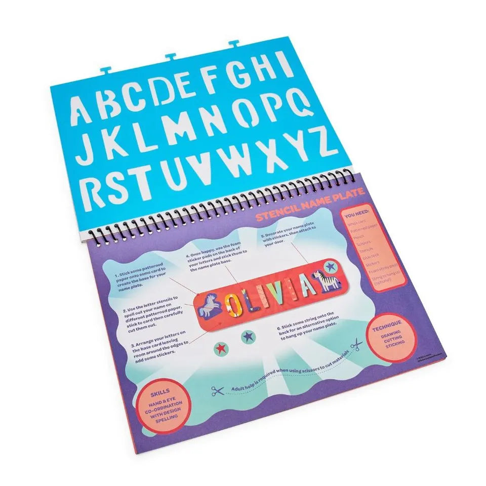 Crayola Stencil Colouring Book | Includes Patterned pages, Colouring pages, Stencil sheet & Stickers, and sticker scenes | Ages 6+