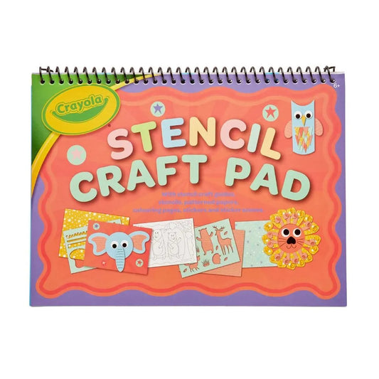 Crayola Stencil Colouring Book | Includes Patterned pages, Colouring pages, Stencil sheet & Stickers, and sticker scenes | Ages 6+