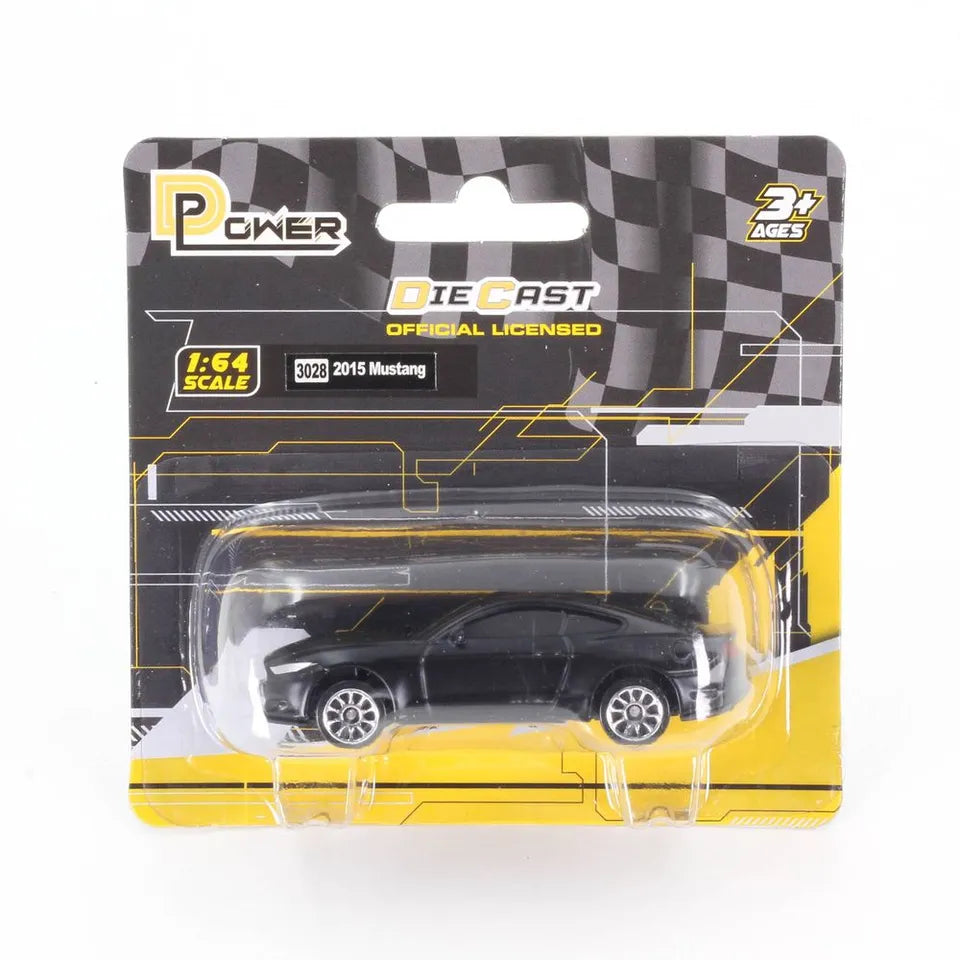 D-Power 1:64 Diecast Ford Mustang 2015 – Licensed Collectible Model Car (Matte Black) | Metal Body, Free-Rolling Wheels