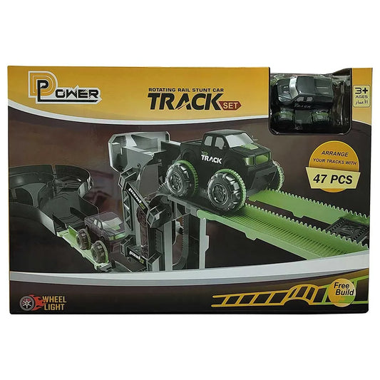 D-POWER – Vertical Climb Stunt Car Track | DIY Free Build Track, Changeable Assembly | 47pc Set, Kids Age 3+