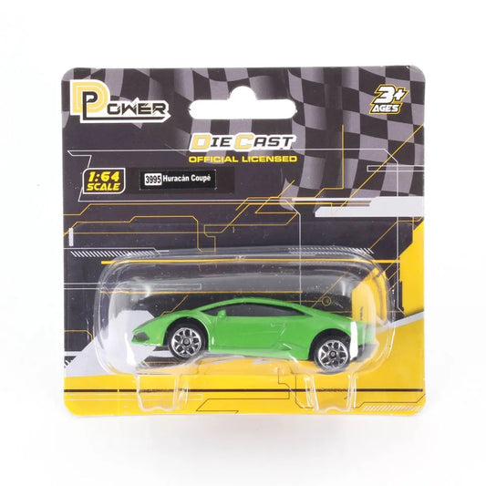 D-Power 1:64 Diecast Lamborghini Huracan LP610-4 – Licensed Collectible Model Car (Assorted Colors Green / Yellow, 1 Piece) | Metal Body, Free-Rolling Wheels