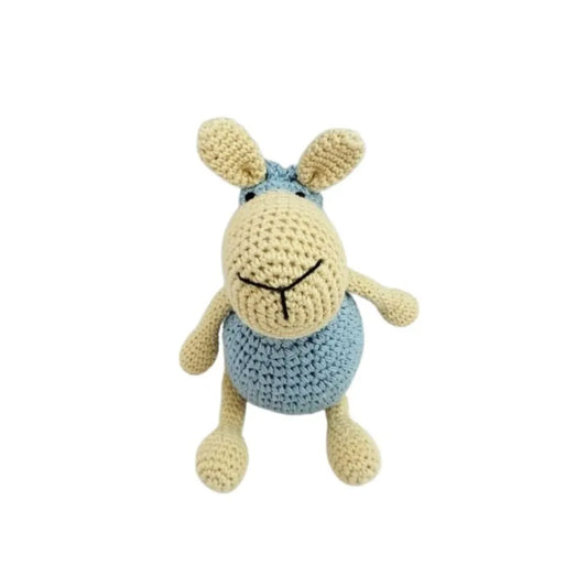Happy Threads Handmade Crocheted Sheep (5 inch) – Blue | Crochet Toys | Child Safe | for Babies 6 Months & Above | Dolls for Boys/Girls| For Birthday Gift | Decorative Items for Room