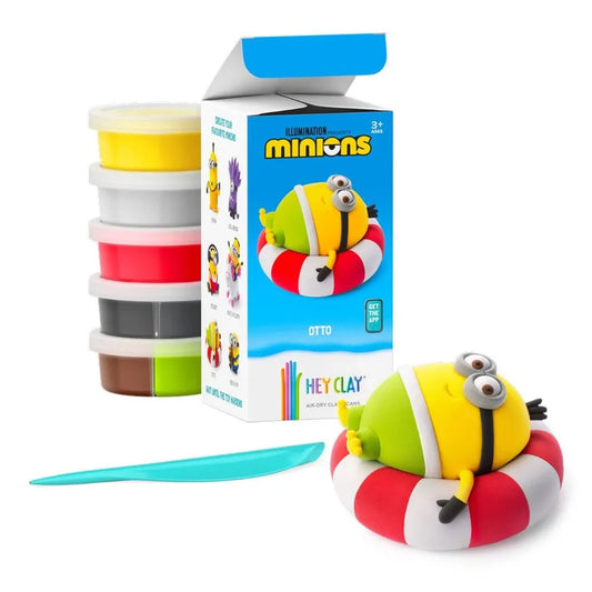 Hey Clay - Minions Otto Colourful modelling air-dry clay, 5 cans with fun interactive app for kids 3 years +