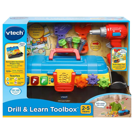 Vtech Vtech Drill And Learn Toolbox, Toy with Music, Lights, Colours, Baby Interactive, Educational Gift Suitable for 18, 24, 36 months Boys & Girls, English Version