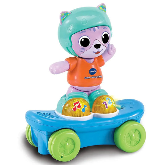VTech Skate-Along Kitty, Interactive Baby Toy with Lights & Music, Pull Back Gift for Infants 6, 9, 12 months +, English version