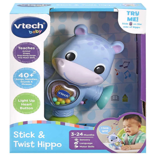 VTech - Stick & Twist Hippo | Hippopotamus, Interactive & Developmental Toy with Sounds and Music | For Boys & Girls, Suitable for Ages 3 Months+