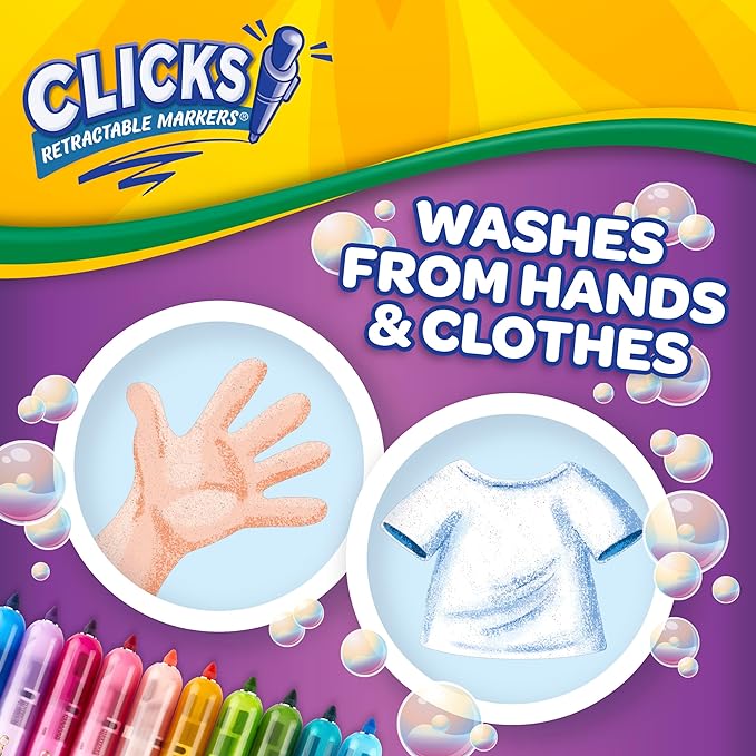 10 Ct Washable CLICKS Retractable Markers, Bold & Bright