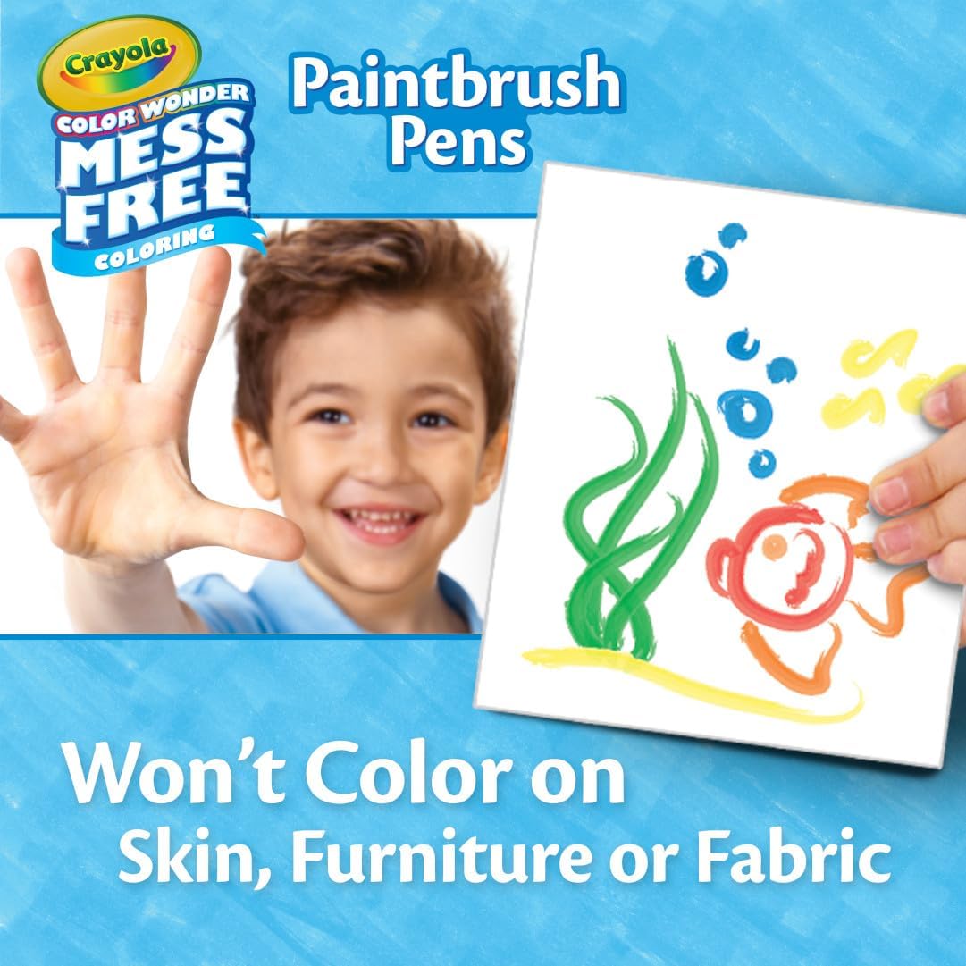 Crayola Color Wonder Paintbrush Pens – 8 Mess Free Paint Pens for Kids, Ages 3+