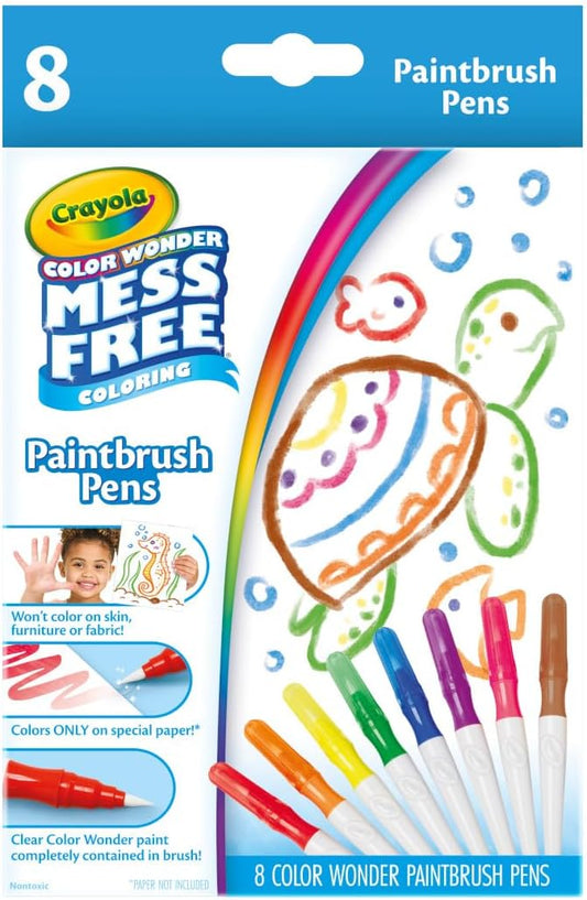 Crayola Color Wonder Paintbrush Pens – 8 Mess Free Paint Pens for Kids, Ages 3+