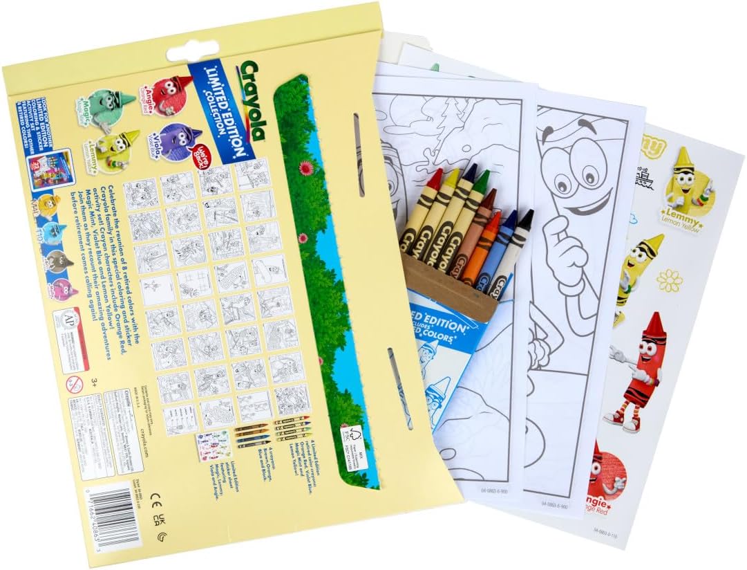 Crayola Retired Colors Free Time Coloring & Activity Set – Includes 32 Pages, Classic Retired Crayons & Stickers, Gift for Kids Ages 3+