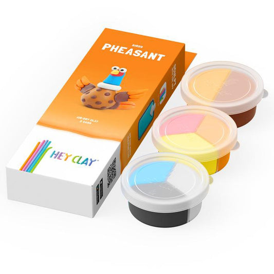 HEY CLAY – DIY Pheasant Plastic Creative Modelling Air-Dry Clay For Kids 3 Cans