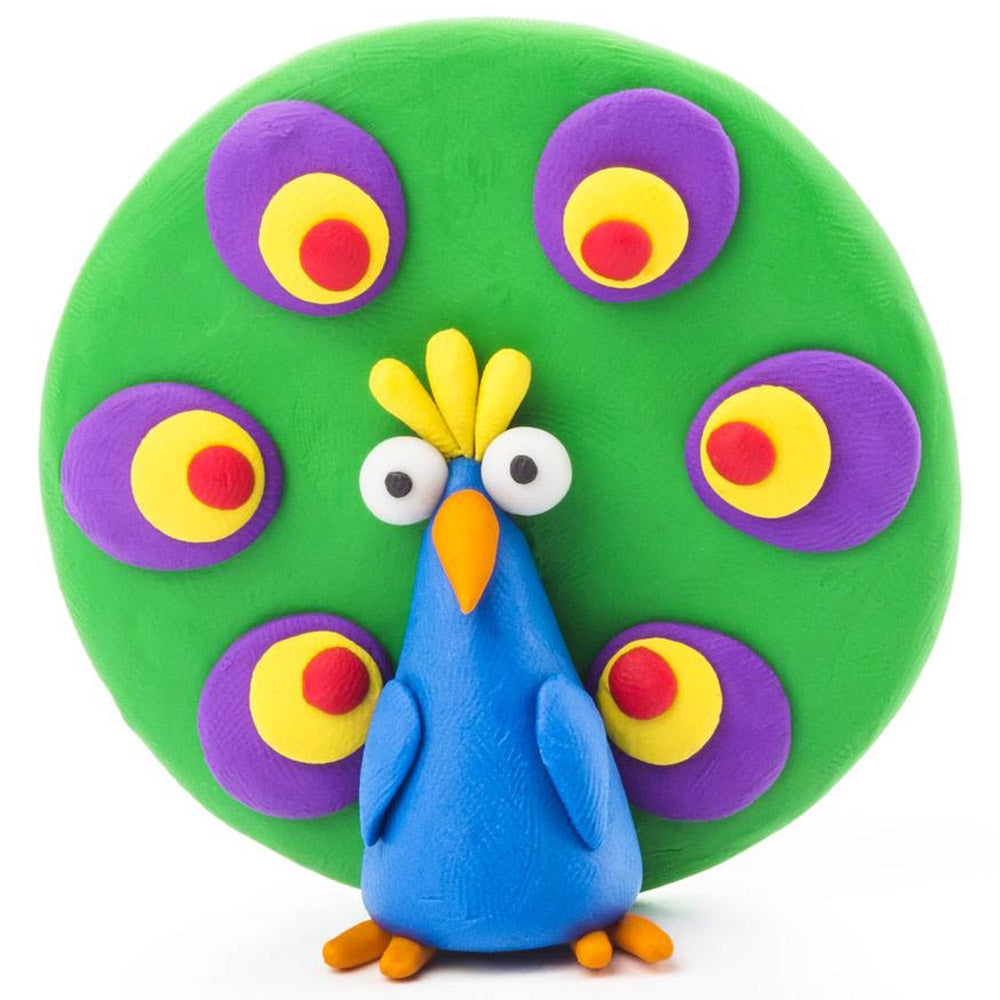 HEY CLAY -DIY Birds: Toucan, Penguin, Peacock Plastic Creative Modelling Air-Dry Clay For Kids 6 Cans