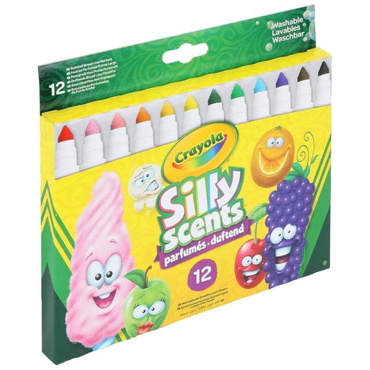 Crayola - Silly Scents Broad Line Scented Markers | 12-Pack with Matching Scents and Colors - Fragrant Art Tools for Kids' Creativity - Washable Ink | Non-Toxic - Ideal for Ages 3+