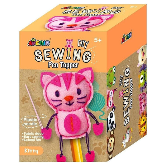 Avenir Sewing Pen Topper - Kitty | DIY Pen Topper Friend Sewing Kit - Hours of Entertainment & Creativity | Tools & Instructions Included, Easy and Fun Activity for Kids +