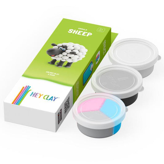 HEY CLAY – DIY Sheep Plastic Creative Modelling Air-Dry Clay For Kids 3 Cans