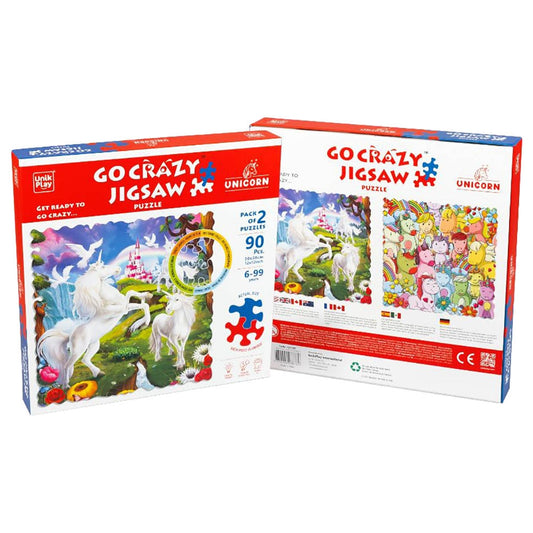 Unik Play - Go Crazy Jigsaw Puzzle | Attractive Cartoon Print Puzzle | 2 Puzzle Trays - Unicorn | Kids and Adults 6+