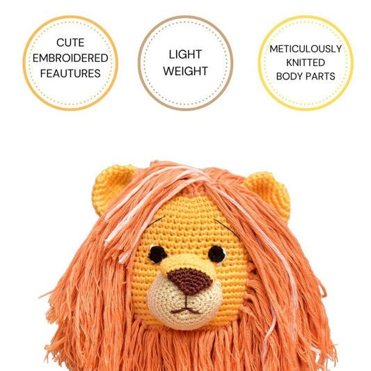 Happy Threads Handmade Crocheted Cute Handmade Asad the Lion (10 inch) – Orange | Crochet Toys | Child Safe | for Babies 6 Months & Above | Dolls for Boys/Girls| For Birthday Gift | Decorative Items for Room