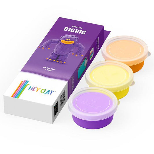 HEY CLAY – DIY Bigwig Plastic Creative Modelling Air-Dry Clay For Kids 3 Cans