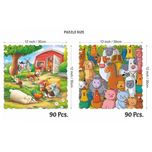 Unik Play - Go Crazy Jigsaw Puzzle | Attractive Cartoon Print Puzzle | 2 Puzzle Trays - Farm | Kids and Adults 6+