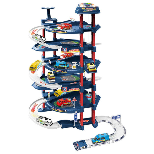 D-POWER – Multi Level Lift Parking Set | 5 Storied DIY Build Set, Theme – Police Station | 82pc Set, Kids Age 3+