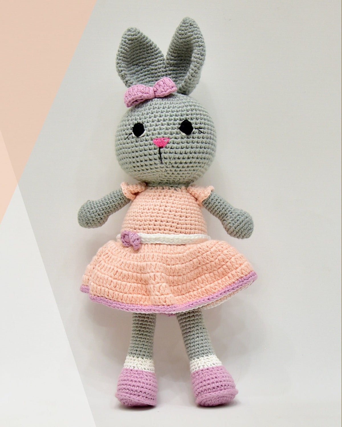 Happy Threads Handmade Crocheted Blossom the Cute Bunny (13 inches) – Multicolour | Crochet Toys | Child Safe | for Babies 6 Months & Above | Dolls for Boys/Girls| For Birthday Gift | Decorative Items for Room