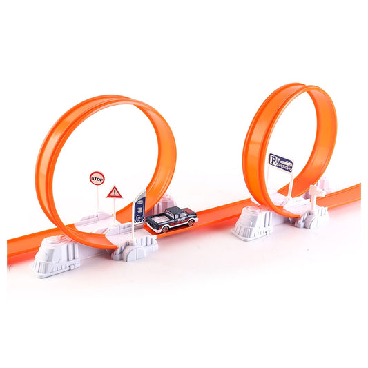 D-POWER – Ejection Track Set & Colour Changing Car | DIY Free Build Track, 360 Loop Launcher, Launch Pad | 62pc Set, Kids Age 3+
