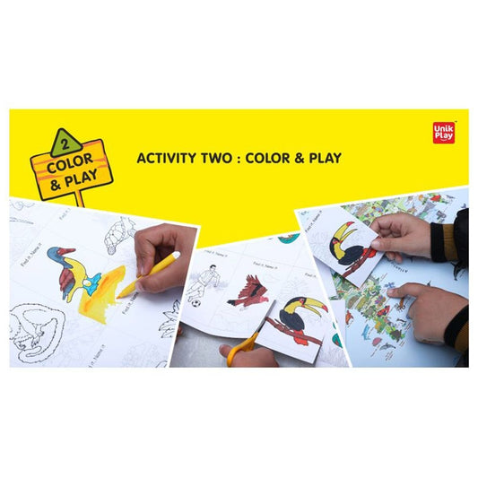 Unik Play - 3 in 1 Giant Coloring Book | Educational Game, Easy to Learn coloring | Boys & Girls Age 6+