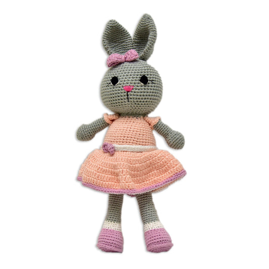 Happy Threads Handmade Crocheted Blossom the Cute Bunny (13 inches) – Multicolour | Crochet Toys | Child Safe | for Babies 6 Months & Above | Dolls for Boys/Girls| For Birthday Gift | Decorative Items for Room