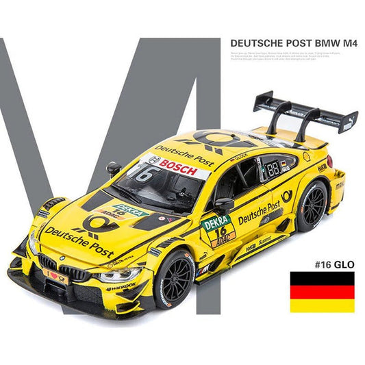 D-Power 1:32 Die-Cast BMW M4 DTM 2017 Deutsche Post #16 Race Car with Lights & Sound