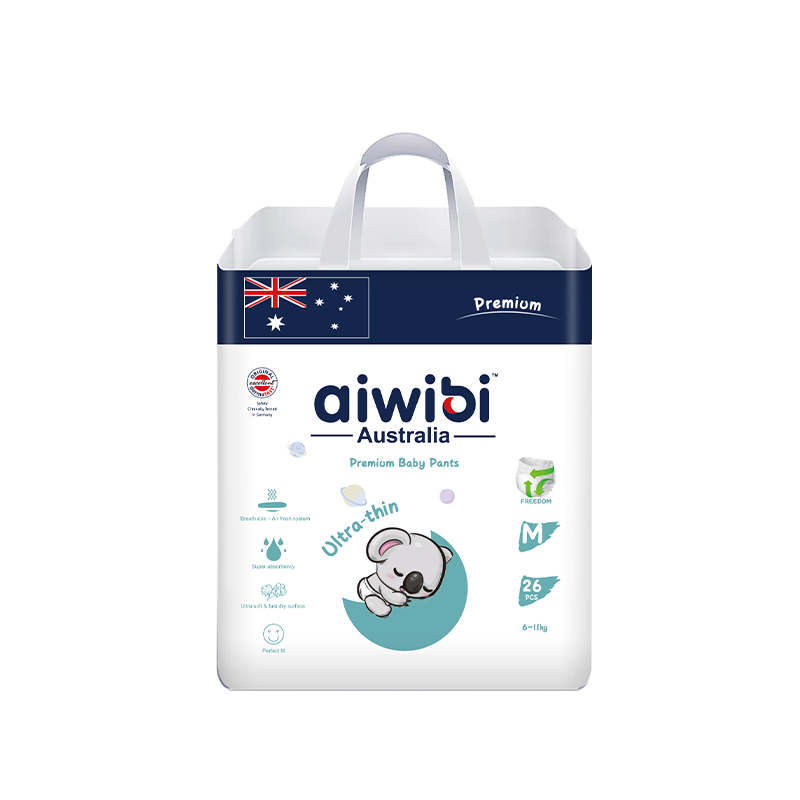 Aiwibi Ultra Thin Baby Diaper Pants Size 3 (Medium, 6–11kg) – 100% Leak Protection, Super Soft & Anti-Irritation, High Absorption, 360° Stretch Waistband – 48 Count