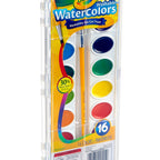 Crayola Washable Watercolors Pans with Plastic Handled Brush, 16 Count