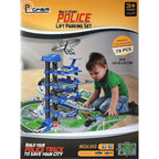 D-POWER – Multi Level Lift Parking Set | 4 Storied DIY Build Set, Theme – Police Station | 78pc Set, Kids Age 3+