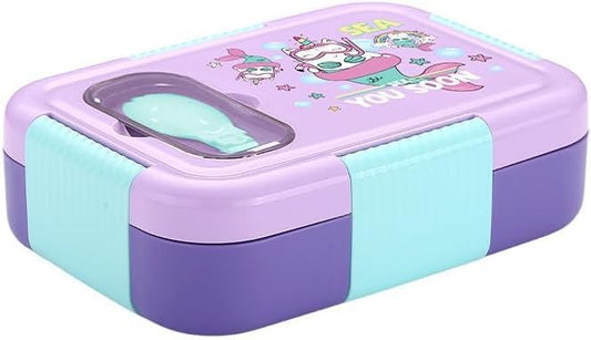Stainless Steel School Lunch Box for Kids – 2 Compartment, 600ml Bento Tiffin Food Container, Durable & Portable Container for School & Travel (You soon) (Purple)