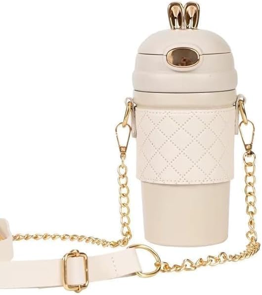 Stainless Steel Water Bottle with Straw Lid, Vacuum Insulated Metal Water Bottle, Reusable Double Walled Leak Proof Sports Water Bottle, Flask for Hot Cold Drinks, for Girls 400ml (White)