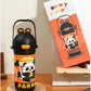 Stainless Steel Kids Puzzle Swirl Water Bottle with Straw & Strap Double Wall Vacuum Insulated Educational, Fun and Learning Water Bottle for Kids, Girls and Boys Leak Proof 430ml (Black)