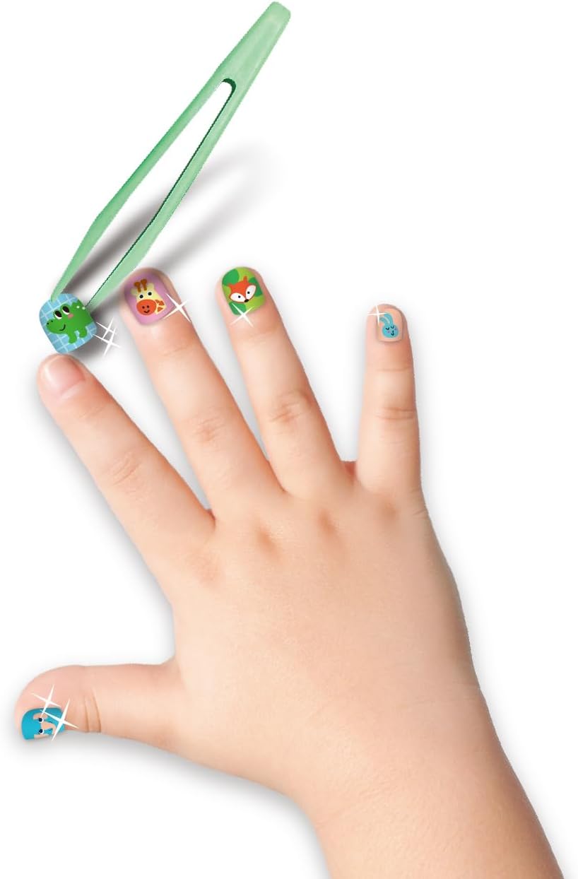 Avenir - Fancy Me Press-On Nails for Kids – Animal Kingdom | 24 Pre-Glued Artificial Nails with Tweezer | Easy Apply & Remove | Fun Nail Art Kit for Girls & Gift Set
