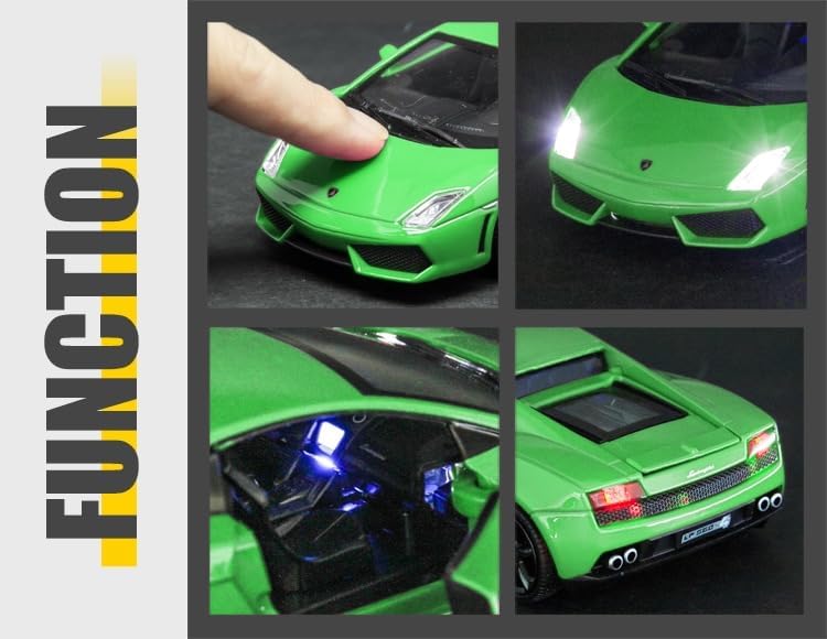 D-Power 1:64 Diecast Lamborghini Gallardo LP570-4 MATTE Green – Collectible Mini Sports Car, Kids & Adult Toy Car Model