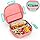 Large Capacity Lunch Box with Stainless Steel Material, 2 Compartment Food Container for Home Outdoor With Spoon, Bento Box Lunch Box Portable Lunch Tray (Pink)