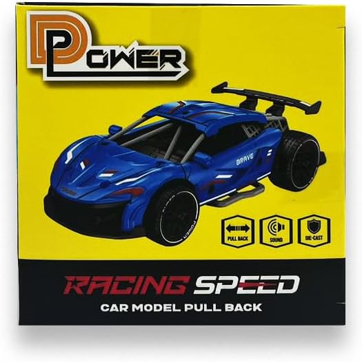 D-Power Diecast Pull Back with Sounds – 1:32 scale (Blue) | Pull Back with music, Battery Requires 3 button Cell | Perfect gifts for ages 3+ up