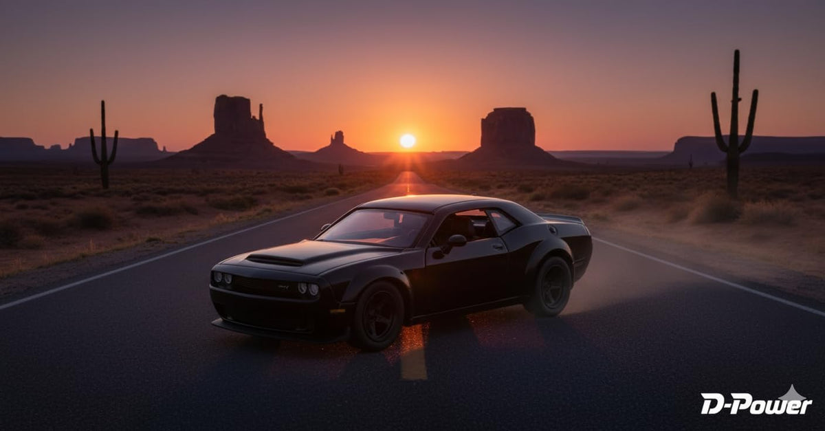 D-Power 1:36 Diecast Dodge Challenger SRT Demon 2018 – Matte Black, Pull Back, Collectible Model Car