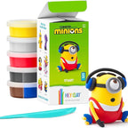 Hey Clay - Minions Stuart Colourful modelling air-dry clay, 5 cans with fun interactive app for kids 3 years +