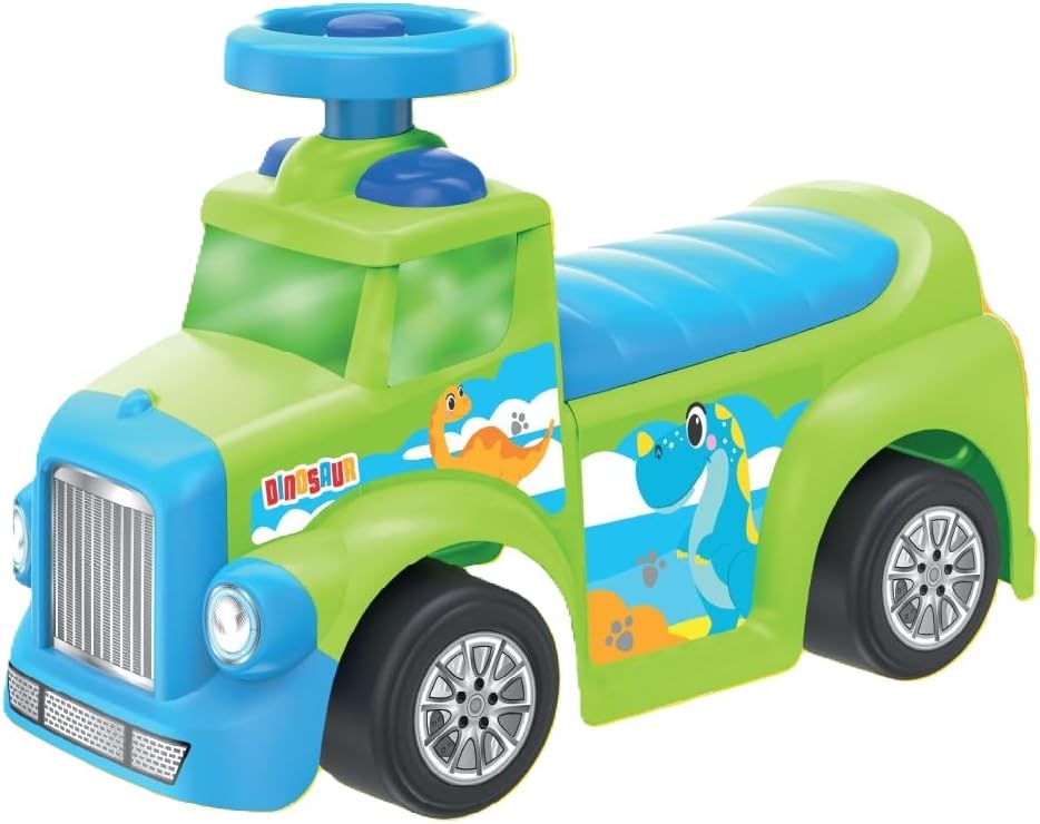 My First Foot to Floor Dino – Multicolour | Toddler Walker Foot to Floor Slider | Hidden Storage Space, Moveable Steering Wheel & Squeaky Horn | Pre-School & Nursery Walking Aid | Ages 1+