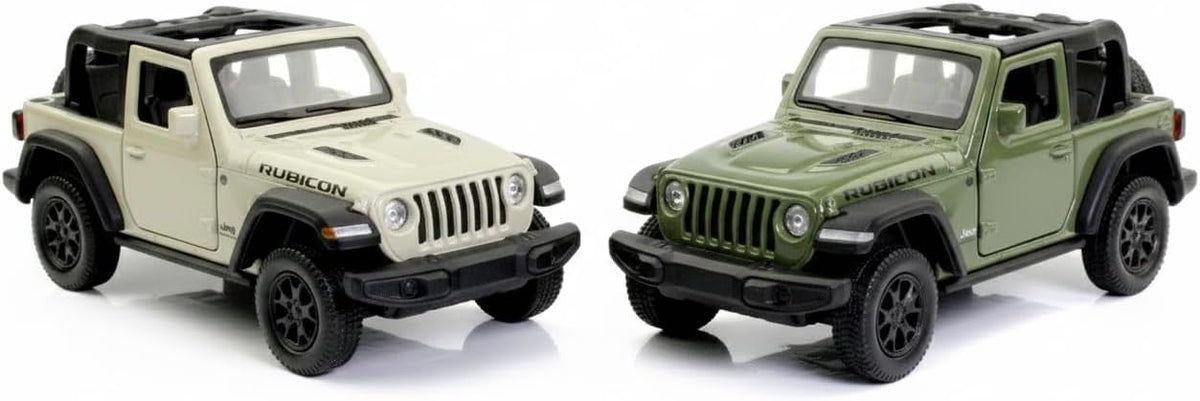 D-Power Diecast Jeep Rubicon 2021 – 1:36 Scale Model Car, Assorted Colors Green / Beige, 1 Piece, Pull Back Action, Collectible SUV Toy