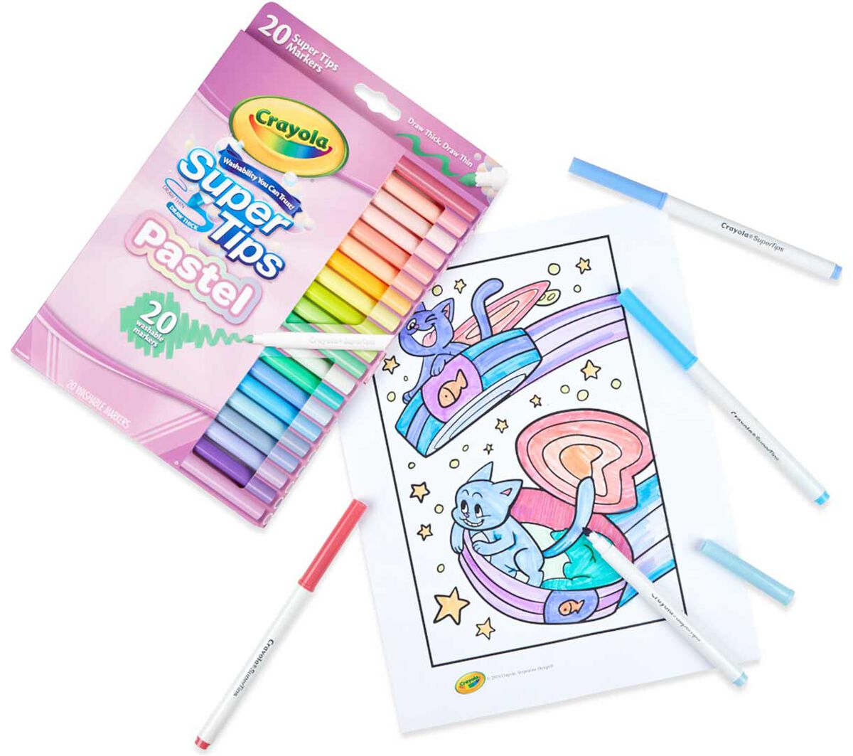 Crayola Washable Super Tips, Pastel Markers, 20 Count