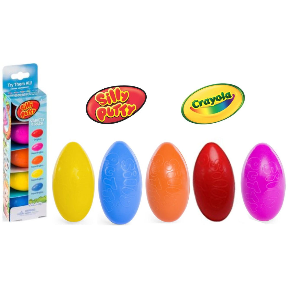 Crayola – Silly Putty Assorted 5 pack | Compact size of the egg makes it easy to take on the go, perfect for travel or playdates. | Non-Toxic and Safe | Suitable ages 4+