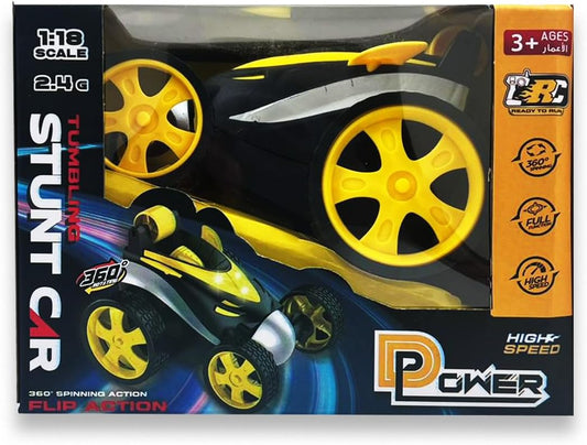 D-Power 1:18 2.4G R/C Mini Stunt Car 360 Degree Rolling Mini Tumbling Stunt Car – Yellow | Ideal for Ages 3+ up