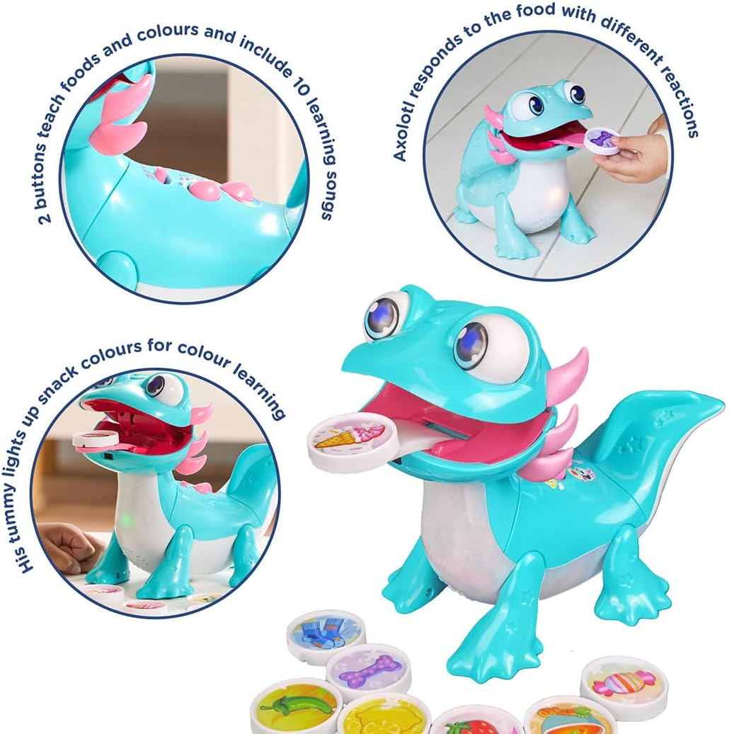 VTech Tasty Treats Axolotl – Interactive Toddler Toy with Fun Reactions, Pretend Snacks & Educational Songs | Learning Toy for Kids Ages 1-4